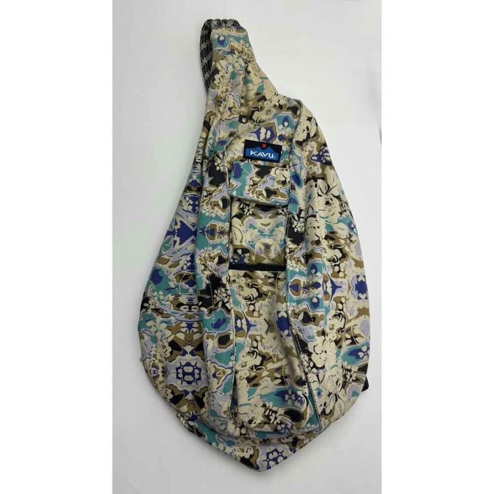 KAVU Sling Crossbody Rope Bag Midnight Floral
